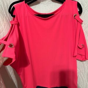 BOLD elements Hot Pink Blouse with Cut-Out Sleeves